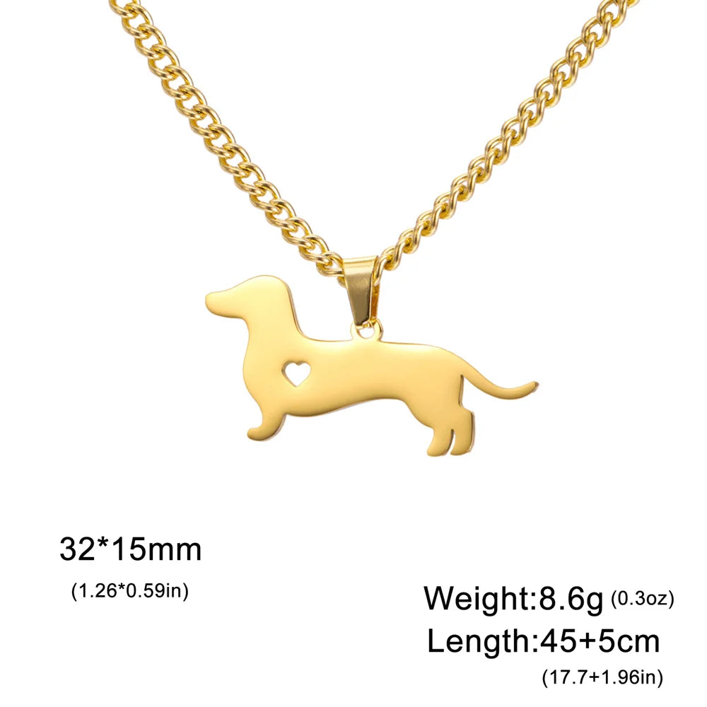 Dachshund Silhouette Pendant — Stainless Steel