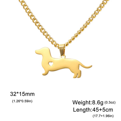 Dachshund Silhouette Pendant — Stainless Steel