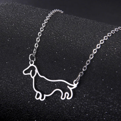 Dachshund Silhouette Pendant — Stainless Steel