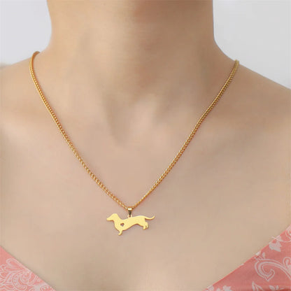 Dachshund Silhouette Pendant — Stainless Steel
