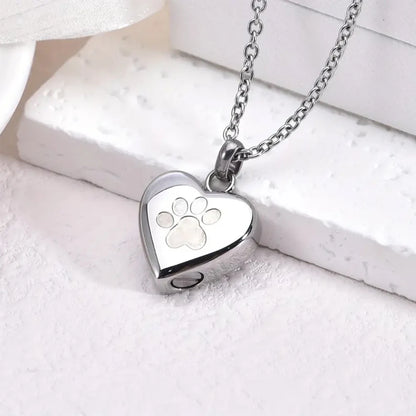 Paw-Heart Memorial Ashes Necklace — Keepsake Pendant