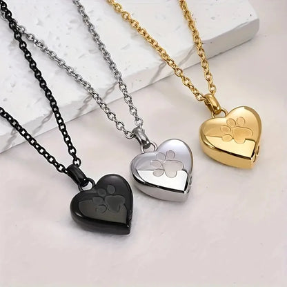 Paw-Heart Memorial Ashes Necklace — Keepsake Pendant