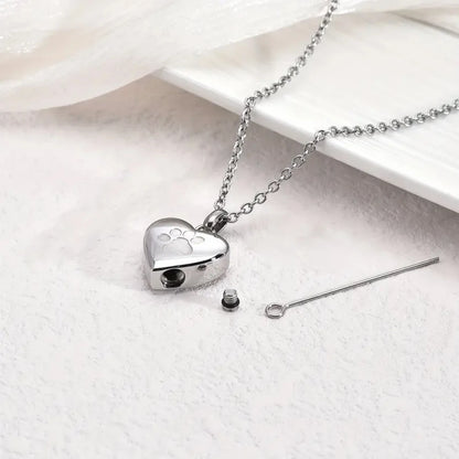 Paw-Heart Memorial Ashes Necklace — Keepsake Pendant
