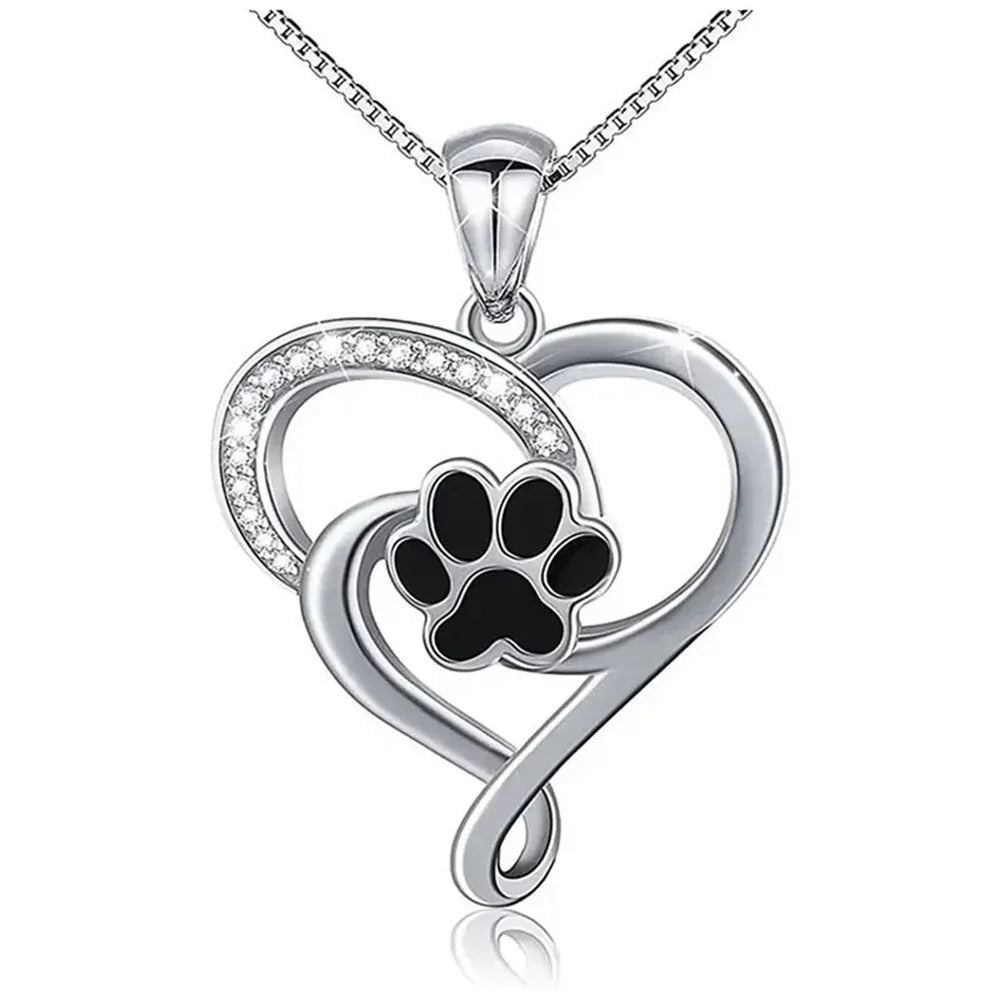 Paw-Print Embrace Heart Pendant