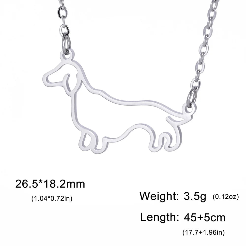 Dachshund Silhouette Pendant — Stainless Steel