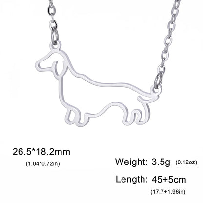 Dachshund Silhouette Pendant — Stainless Steel