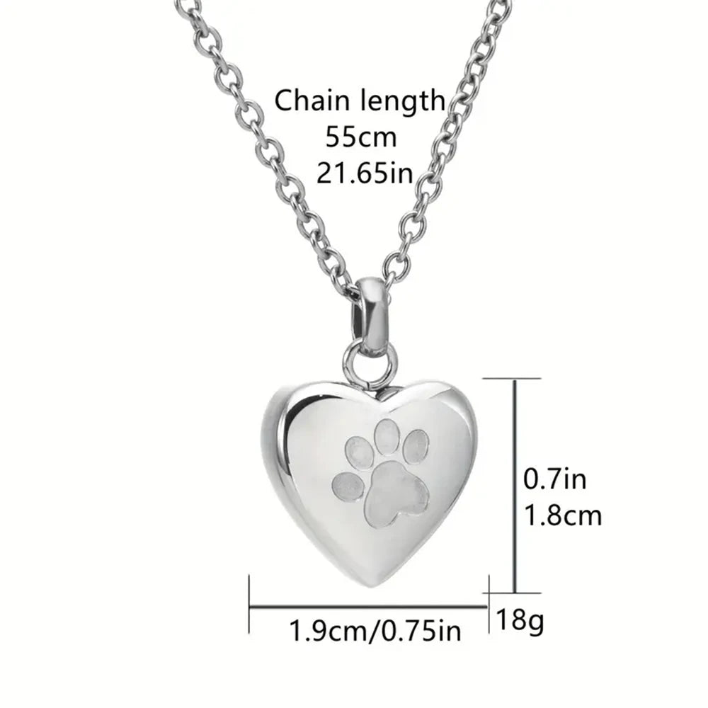 Paw-Heart Memorial Ashes Necklace — Keepsake Pendant