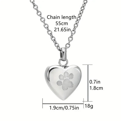 Paw-Heart Memorial Ashes Necklace — Keepsake Pendant