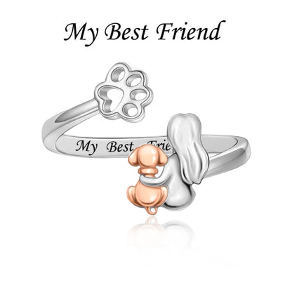 Best Friend’s Embrace Ring — Girl & Pup