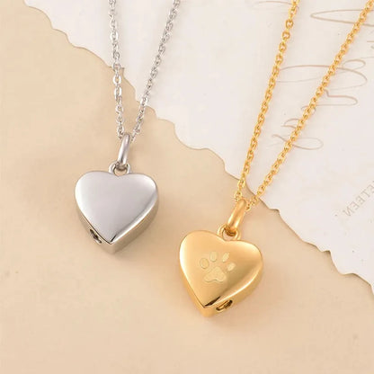 Paw-Heart Memorial Ashes Necklace — Keepsake Pendant