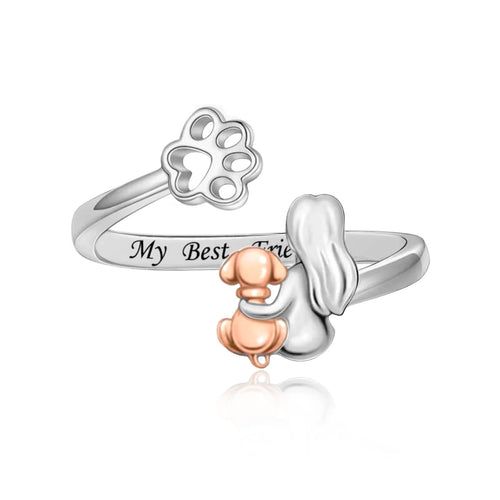 Best Friend’s Embrace Ring — Girl & Pup