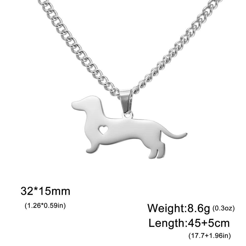 Dachshund Silhouette Pendant — Stainless Steel
