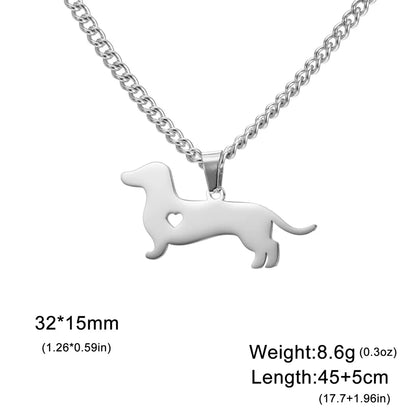 Dachshund Silhouette Pendant — Stainless Steel